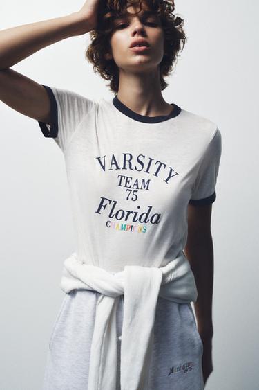 SLOGAN SLUB T-SHIRT - Oyster-white by Zara - Image 4
