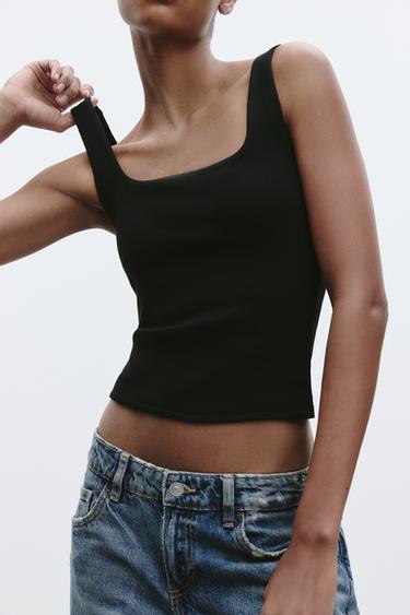 DÉBARDEUR À BRETELLES LARGES - Noir de Zara - Image 2