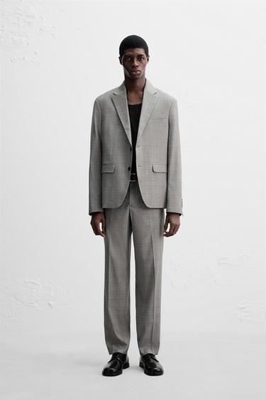 PANTALÓN TRAJE CUADROS - Gris medio de Zara