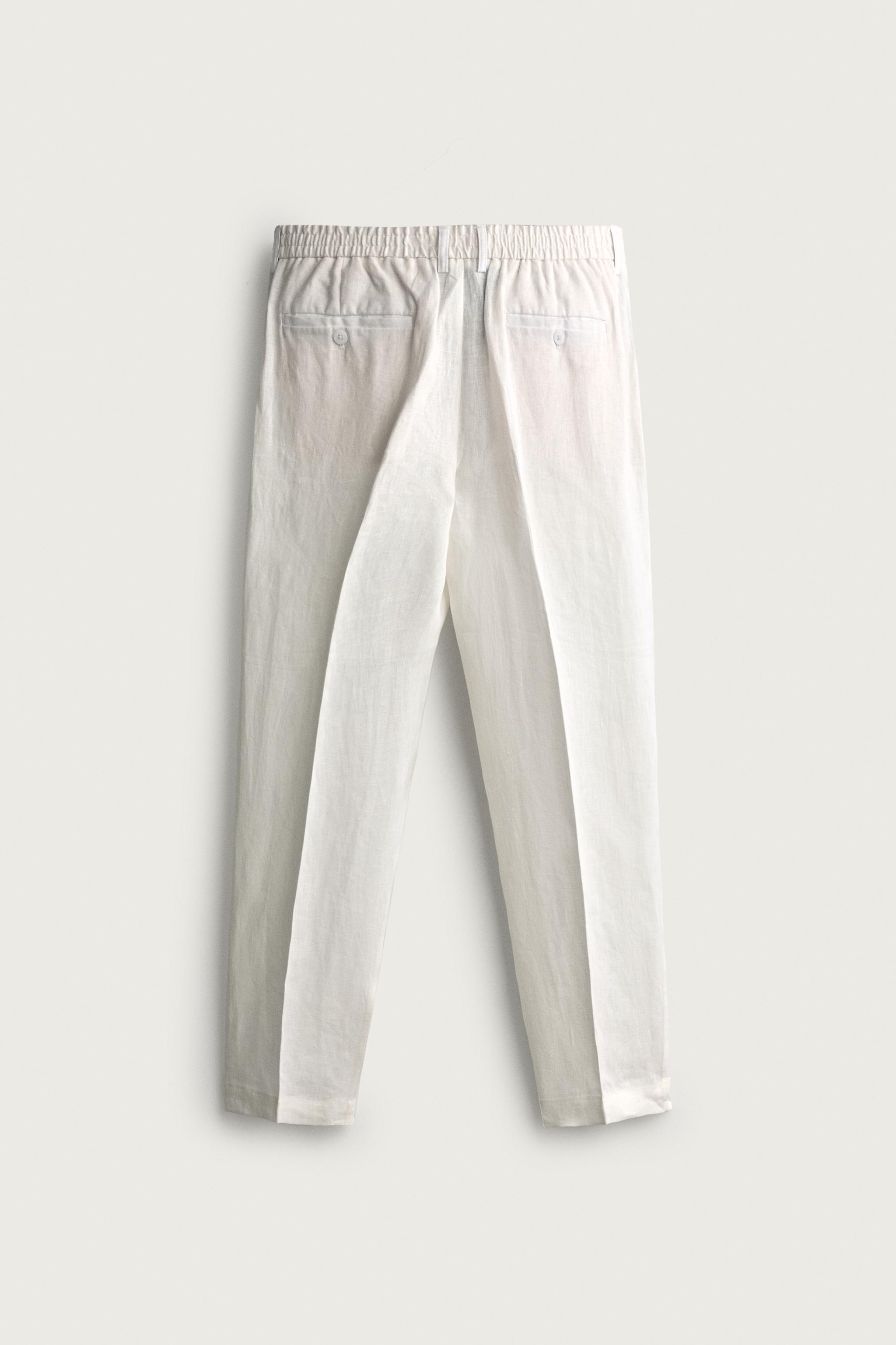 100% LINEN REGULAR FIT PANTS
