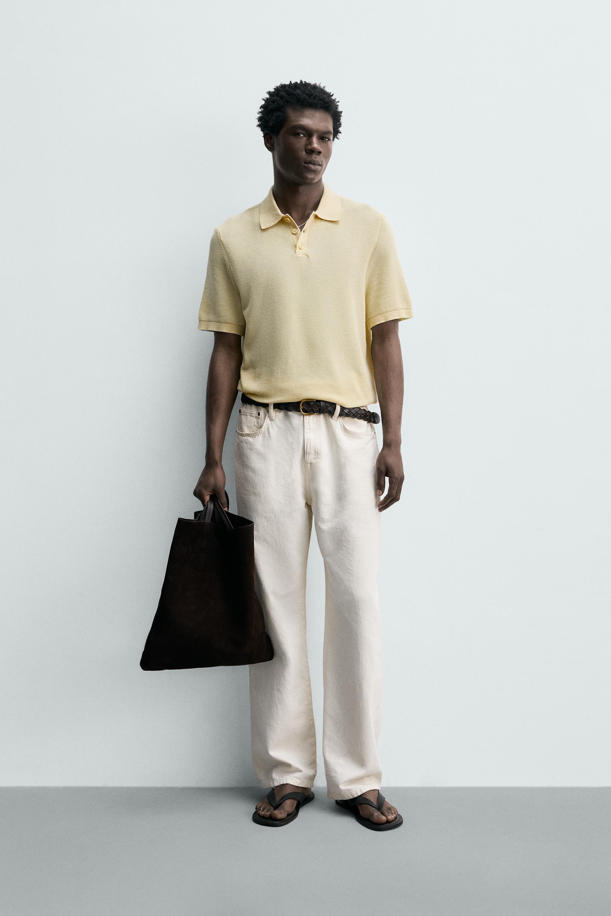 レギュラーフィット ピケポロシャツ - ライトイエロー | ZARA Japan / 日本