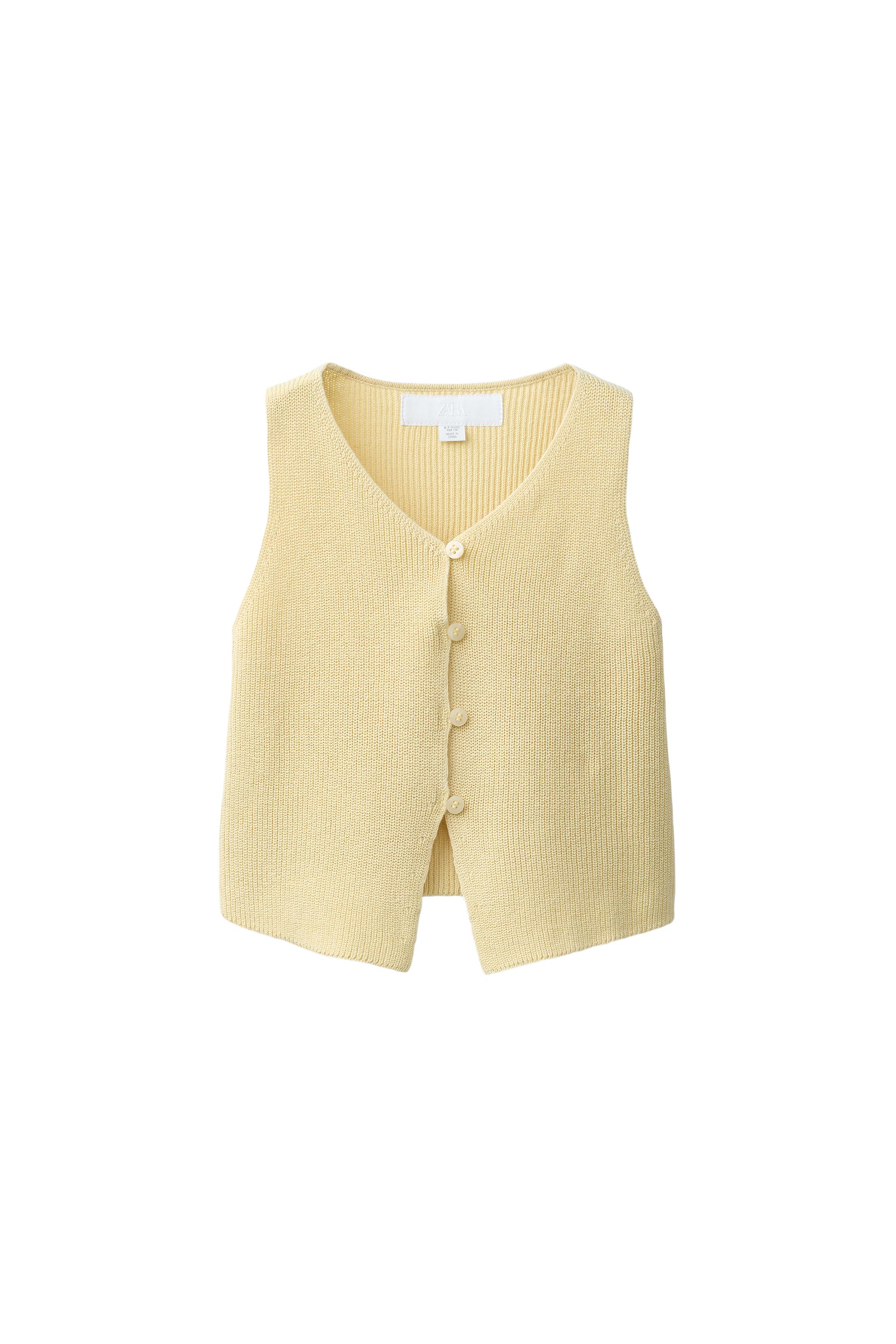 KNIT TOP WITH BUTTONS - Light yellow | ZARA United States