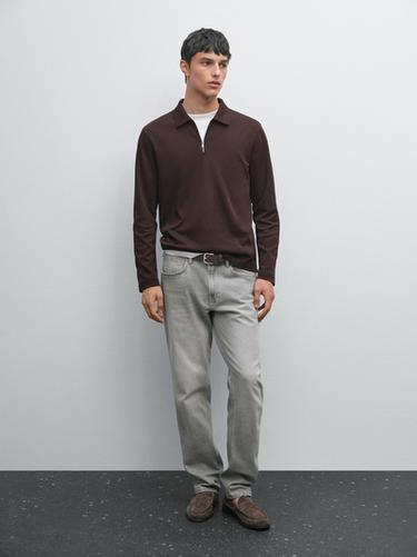 Polo cremallera manga larga - Visón vigoré de Zara - Imagen 0