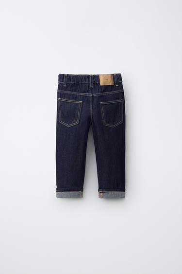 TOPSTITCHED STRAIGHT JEANS — Blue 2