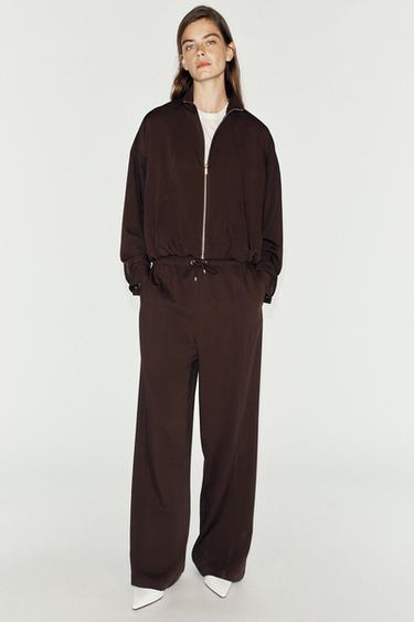 PANTALÓN ANCHO CINTURA ELÁSTICA - Marrón de Zara - Imagen 0