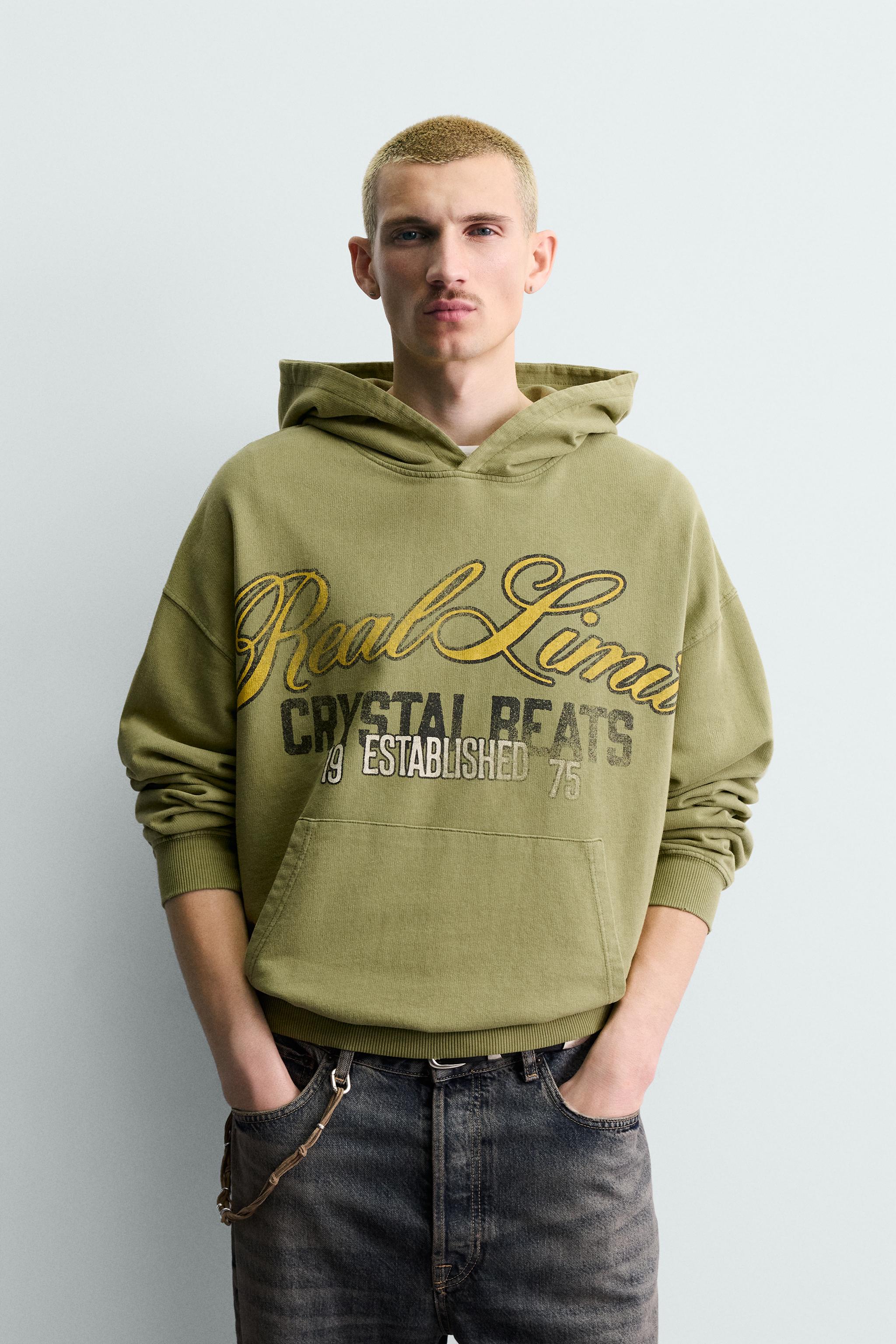 WASHED PRINTED TEXT SWEATSHIRT