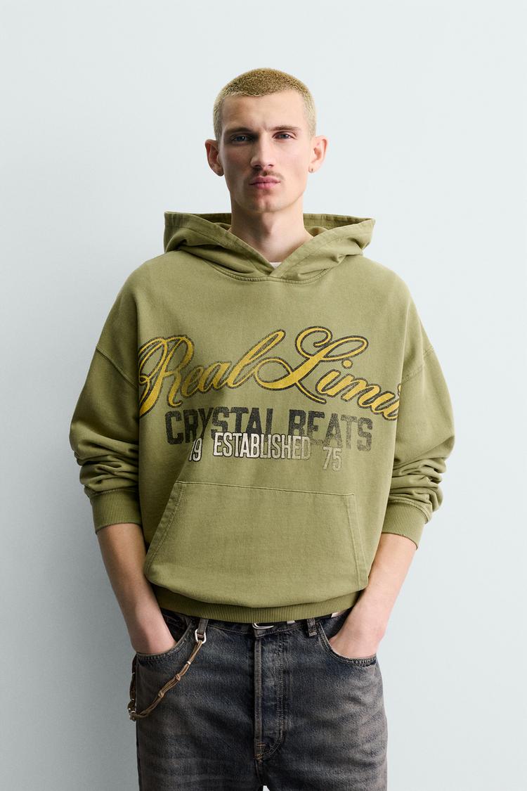ZARA WASHED SLOGAN SWEATSHIRT