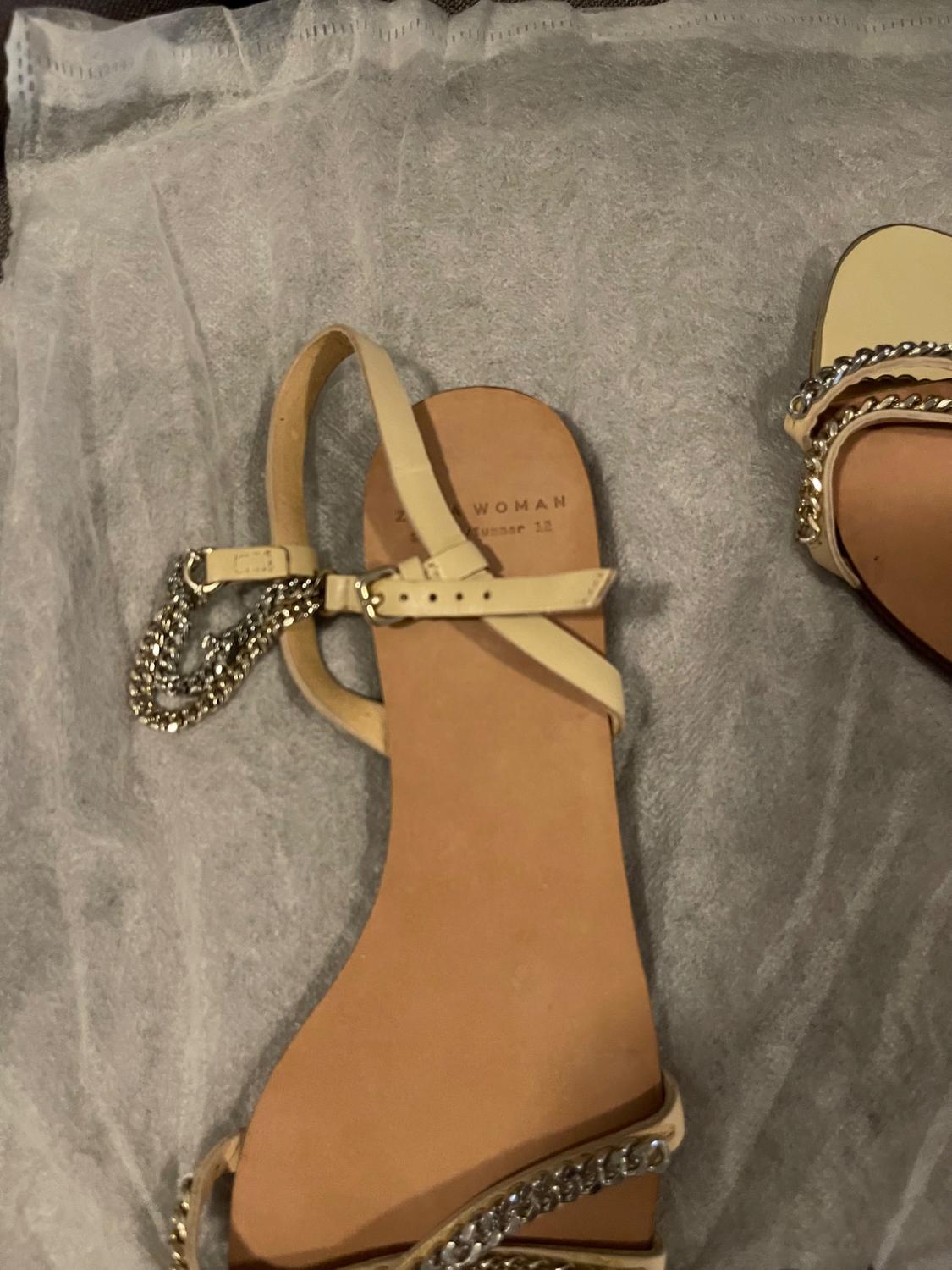 ZARA WOMEN MIXED METAL FLAT SANDALS - Image 3
