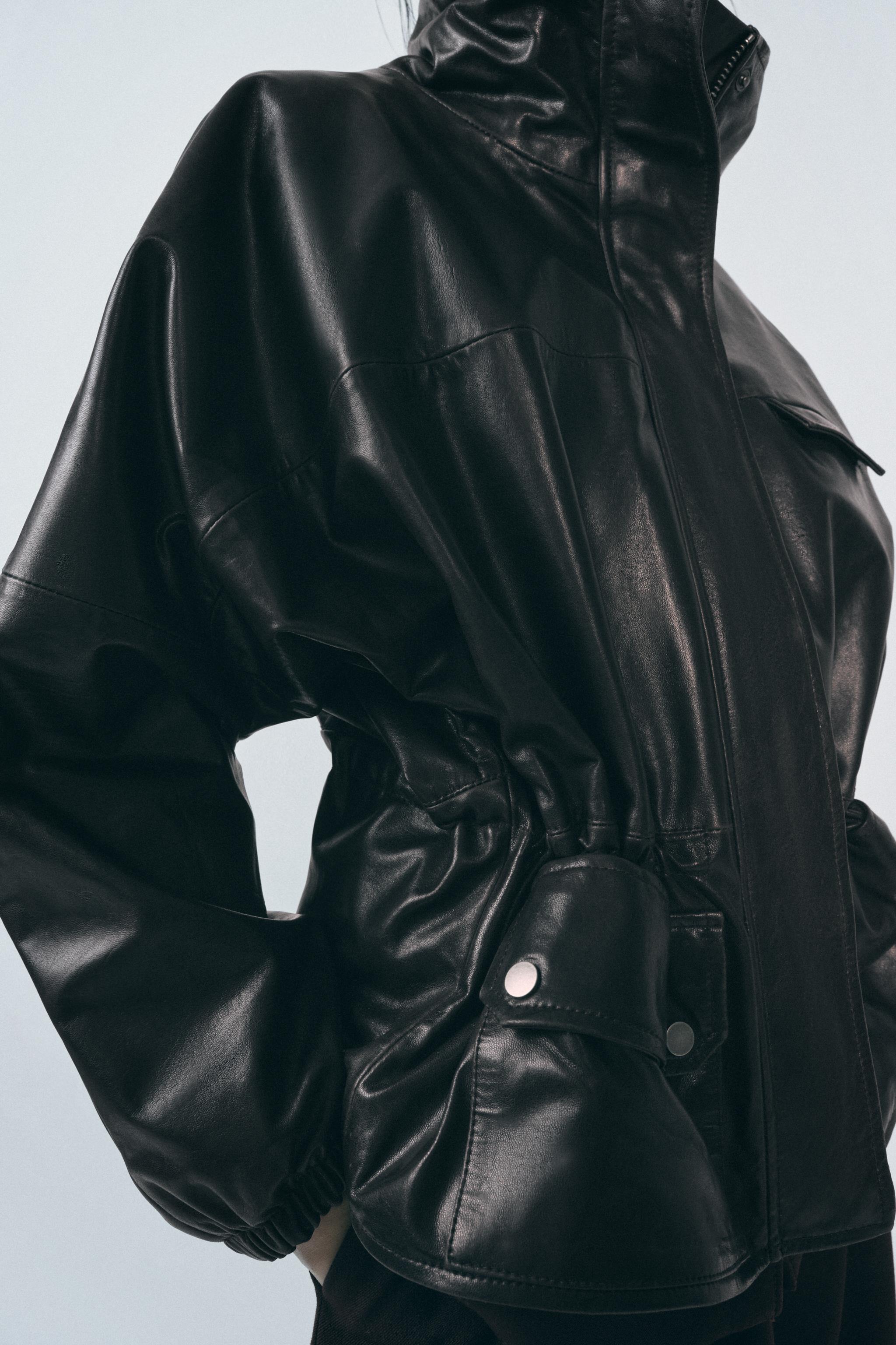 ZWコレクション 100%レザー ジャケット - ダークブラウン | ZARA