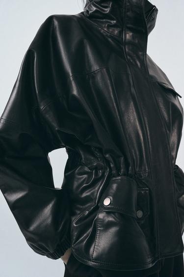 100% LEATHER JACKET ZW COLLECTION - Dark brown by Zara - Image 3