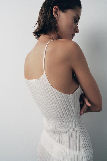 PLEATED FINE KNIT TOP - White by Zara - Image 2