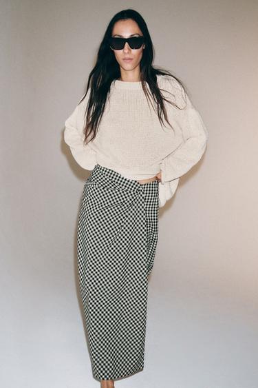 FUND ME KUADRATE VICHY I RRUDHUR - E zezë/ E bardhë nga Zara