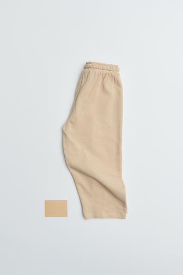 PLAIN T-SHIRT AND WIDE-LEG TROUSERS SET - Light brown by Zara - Image 7