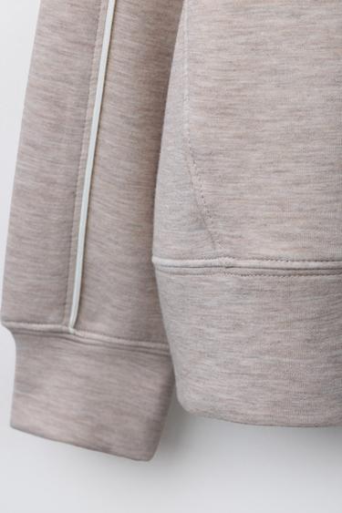 SWEAT DE SPORT À LISERÉS EN CONTRASTE - Sable / Chiné de Zara - Image 3