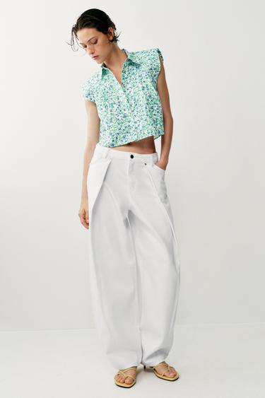 Z1975 BARREL WIDE-LEG MID-WAIST JEANS - White by Zara