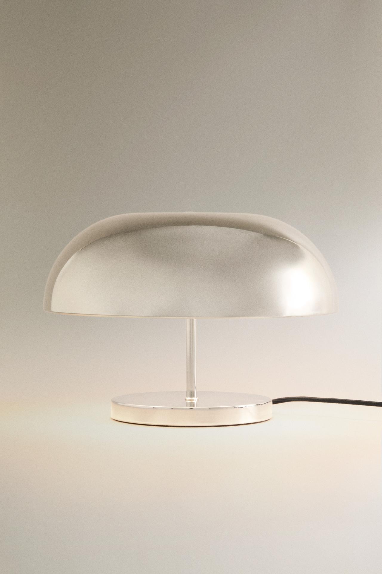IRON SEMI-SPHERICAL TABLE LAMP — Silver