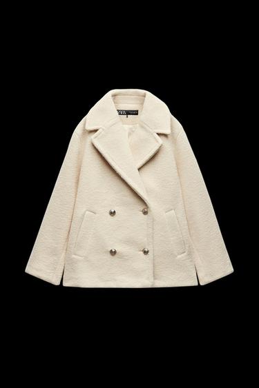Zara SEMILONG BOUCLÉ COAT - Ecru - Image 0