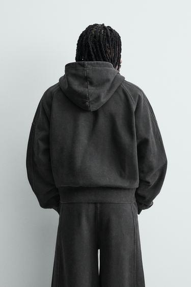 SWEAT CROPPED FIT À CAPUCHE - Anthracite foncé de Zara - Image 2