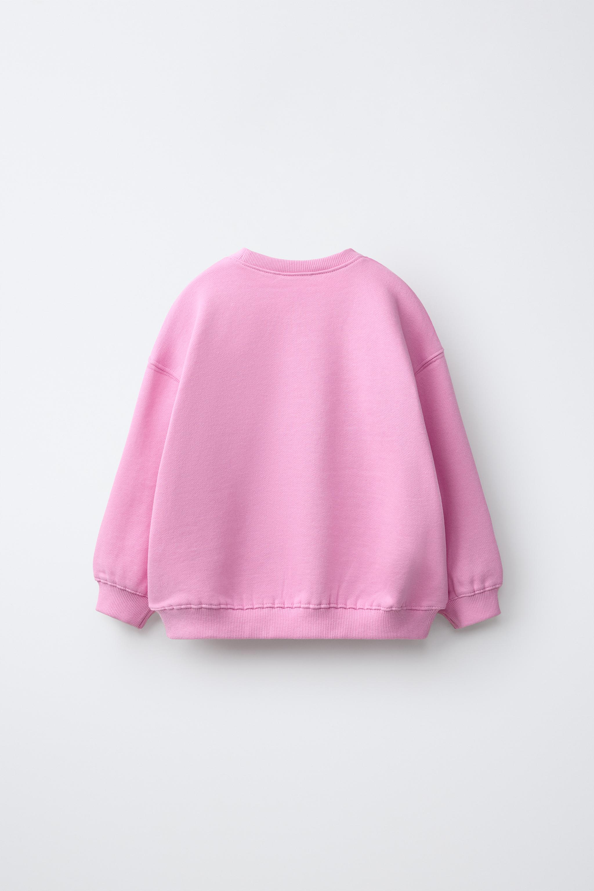 DAISY EMBROIDERED FLEECE SWEATSHIRT — Chalk pink