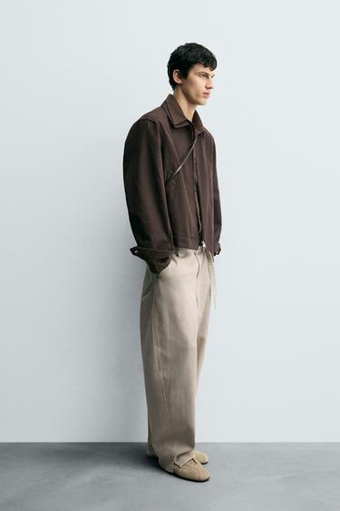 BELTED WIDE-LEG BALLOON FIT TROUSERS - Beige de Zara - Image 3