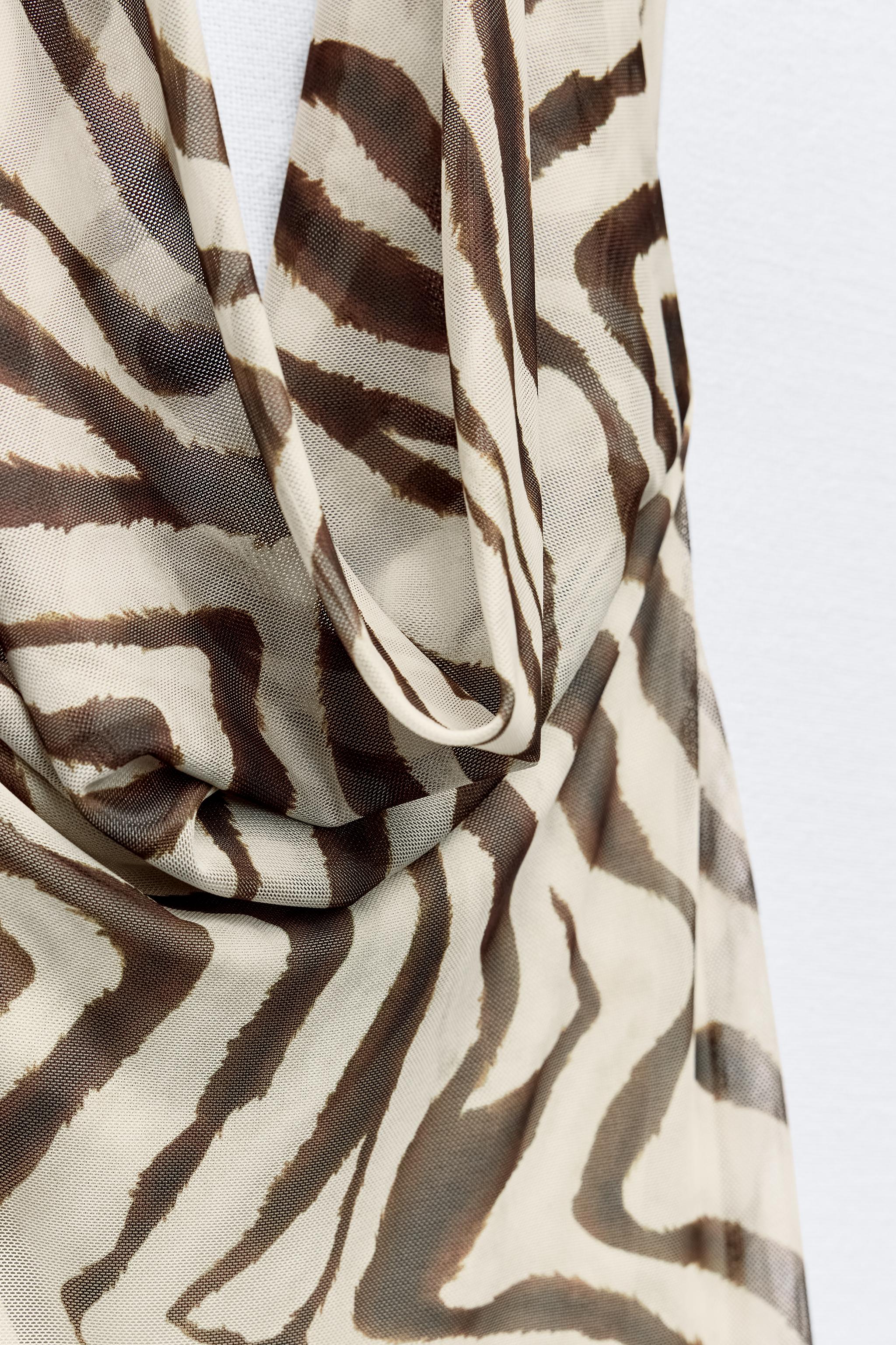 PRINTED TULLE HALTER DRESS - Zebra | ZARA United States