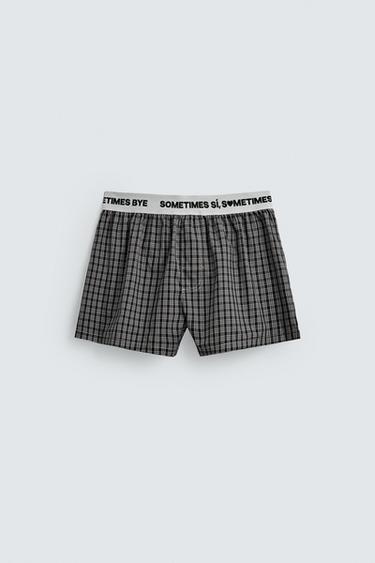 Zara JACQUARD POPLIN BOXERS WITH WAISTBAND - Gray