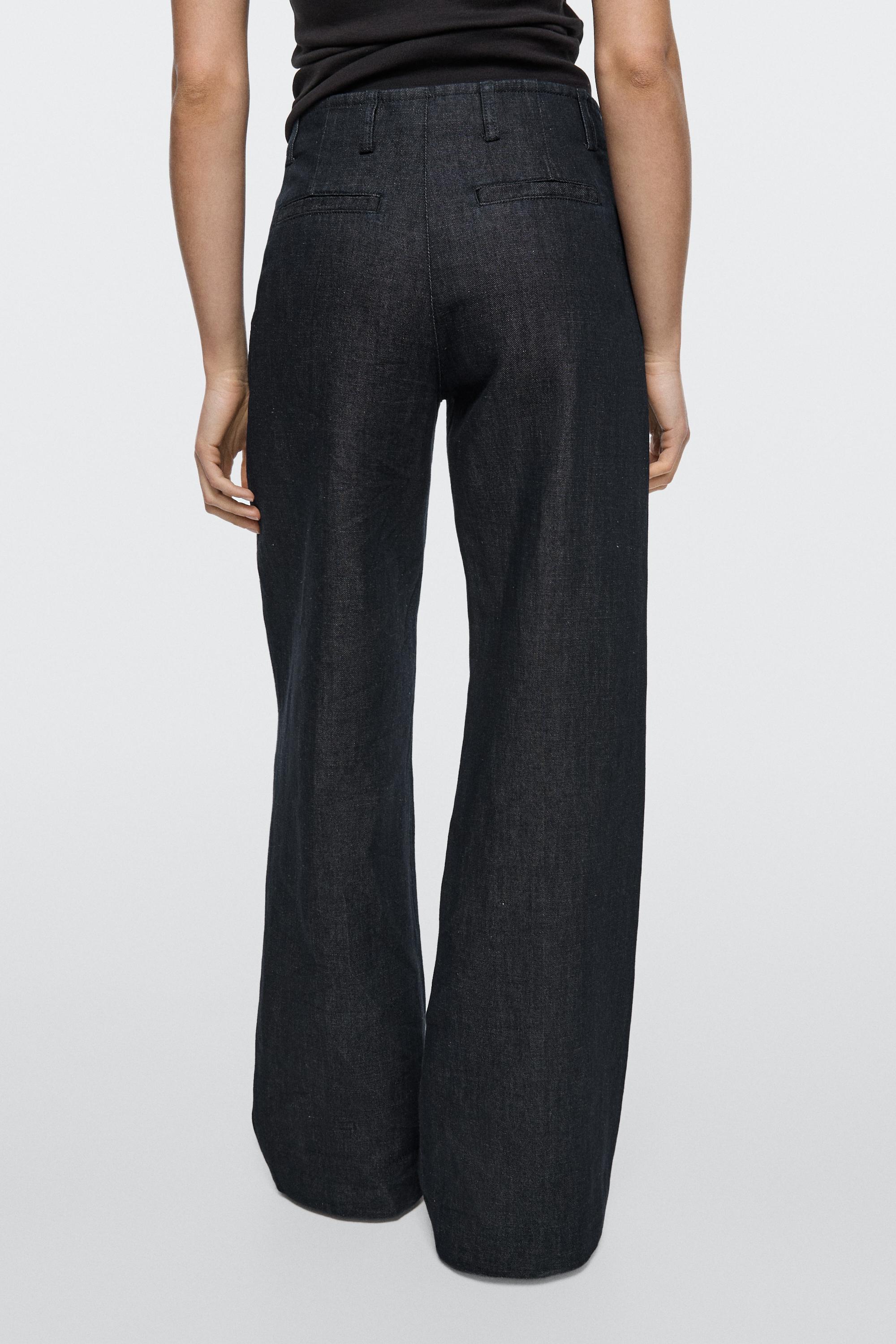 Pantalon wide leg avec lin