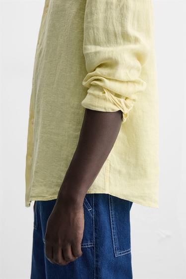 CHEMISE 100 % LIN - Jaune de Zara - Image 5