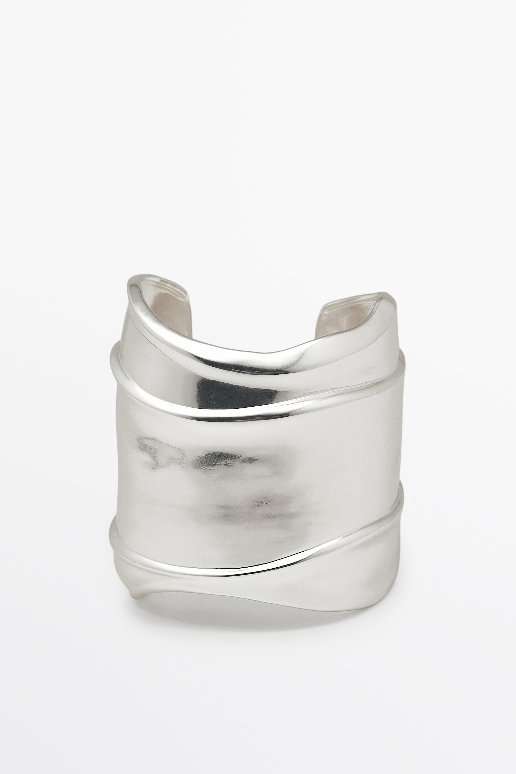 Wide draped-effect bracelet — Silver