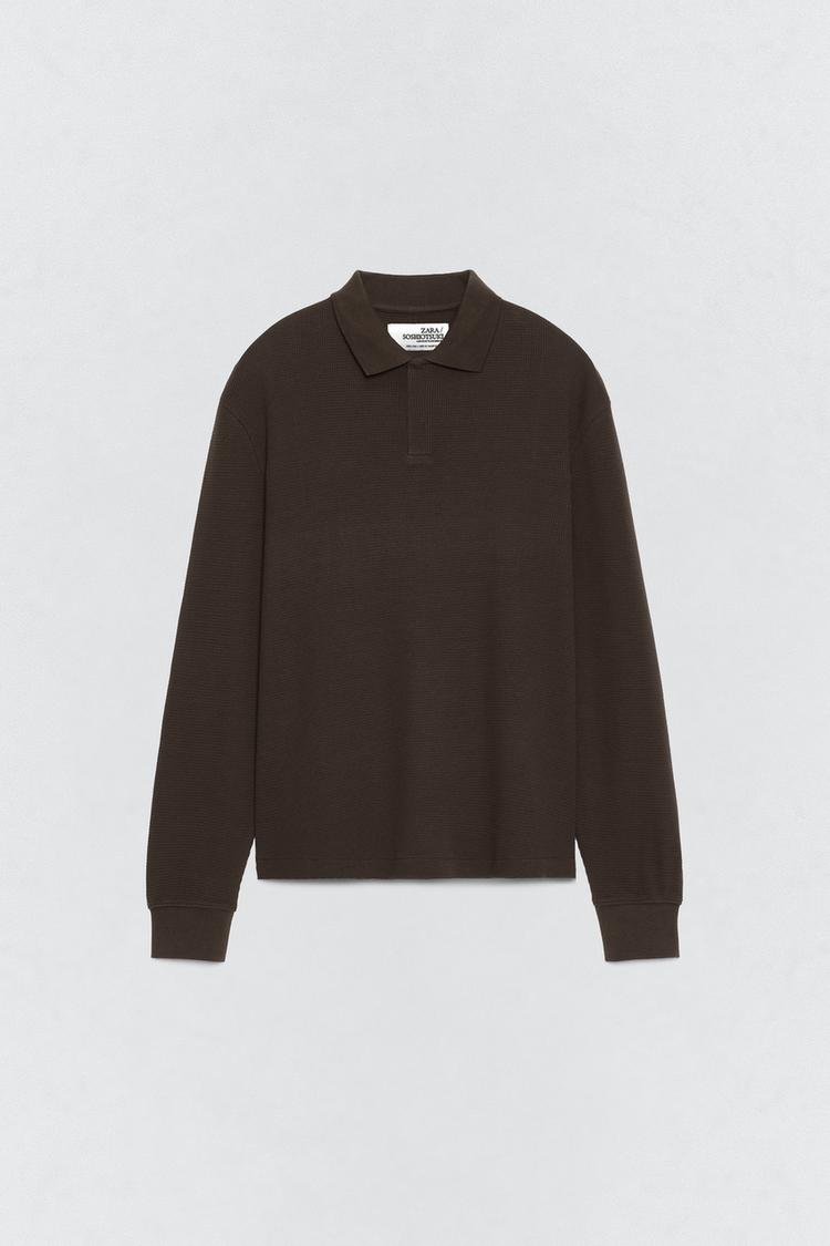 ZARA SOSHIOTSUKI x ZARA WAFFLE-KNIT TEXTURED POLO SHIRT