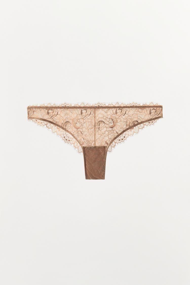LACE PANTIES — Beige-pink