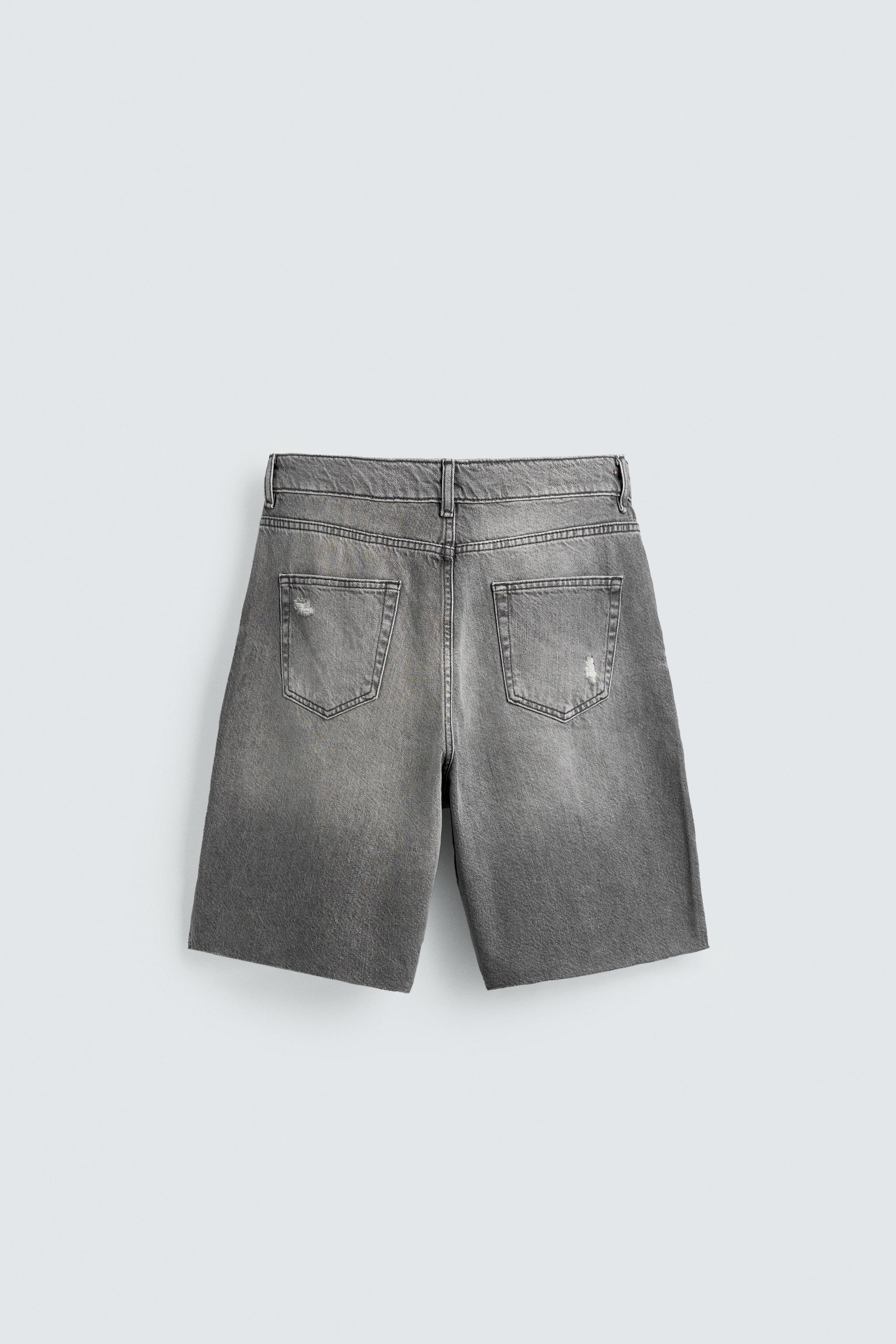 RIPPED RELAXED FIT DENIM SHORTS