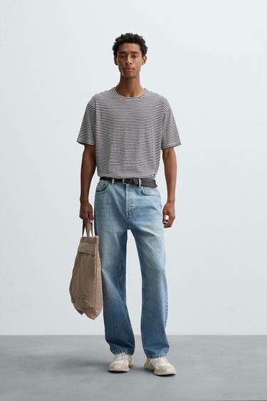 COTTON - LINEN STRIPED T-SHIRT - Stripes by Zara