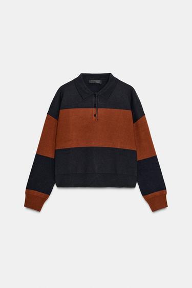 PULL POLO EN MAILLE À RAYURES - Multicolore de Zara - Image 3