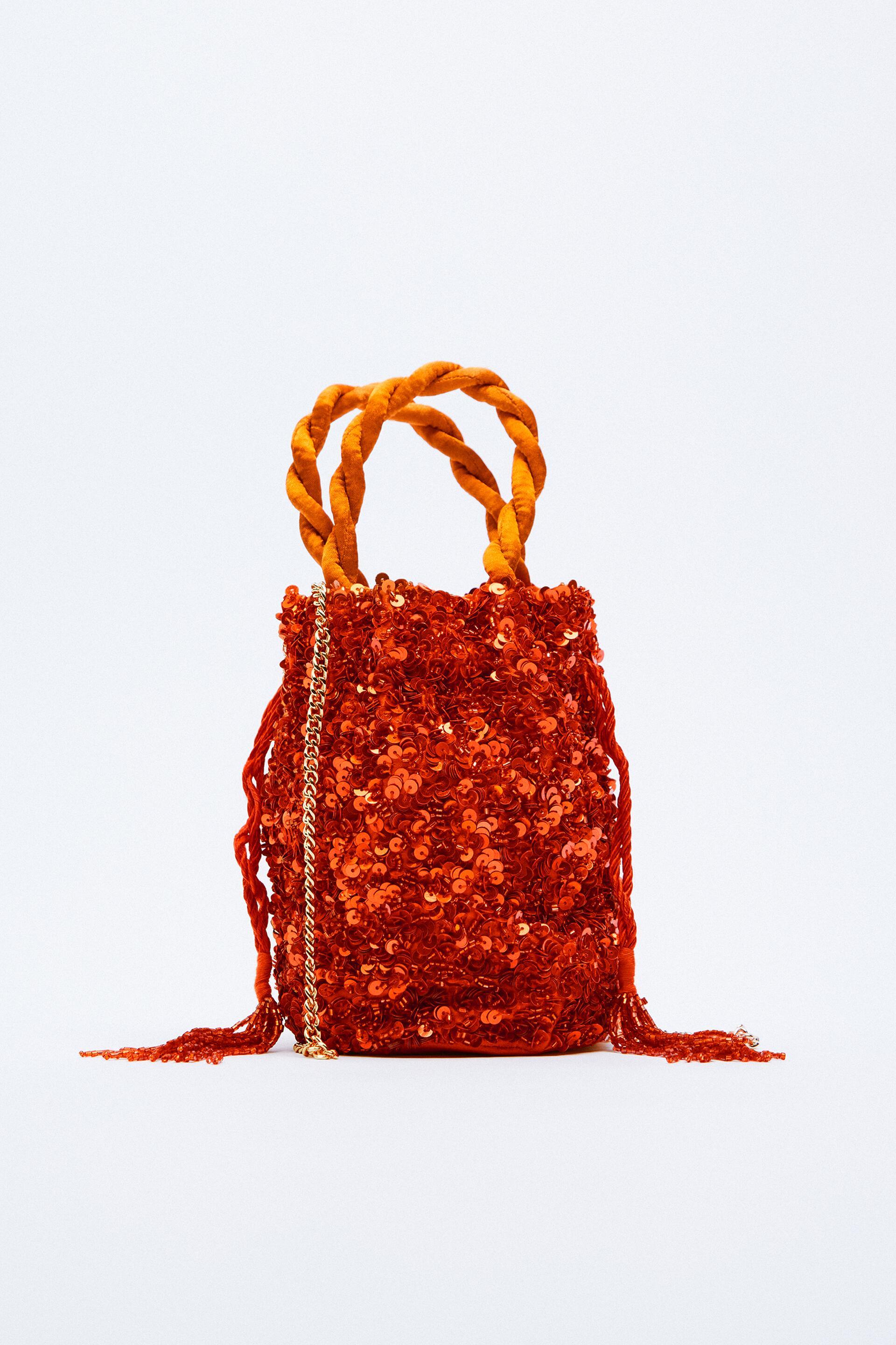 Zara Sequin deals Boho Bucket Bag