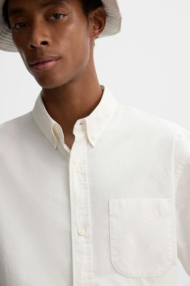 CHEMISE REGULAR FIT À POCHE - Blanc de Zara - Image 5