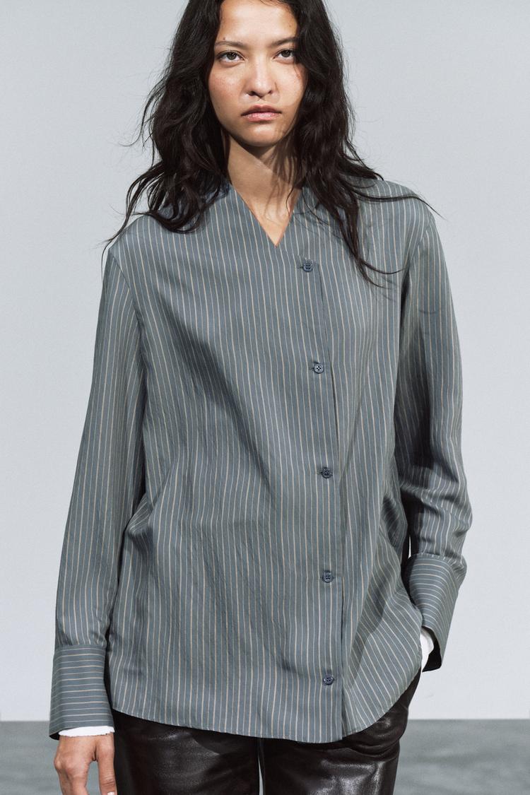 CAMISA RAYAS CRUZADA ZW COLLECTION