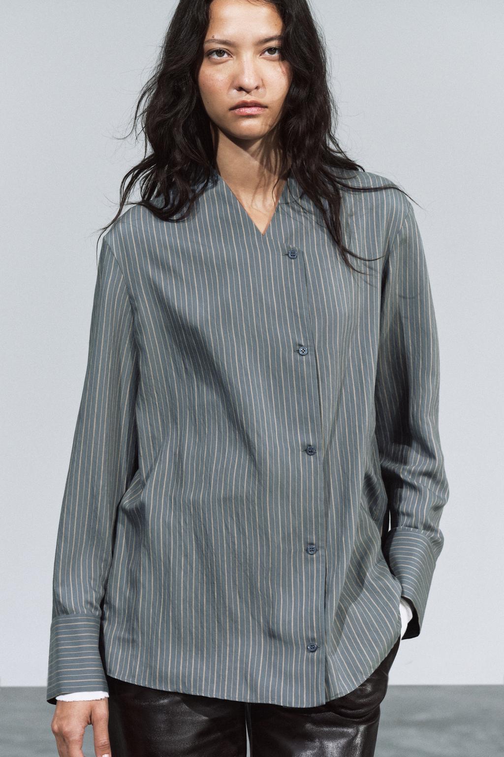 ZW COLLECTION CROSSOVER STRIPED SHIRT