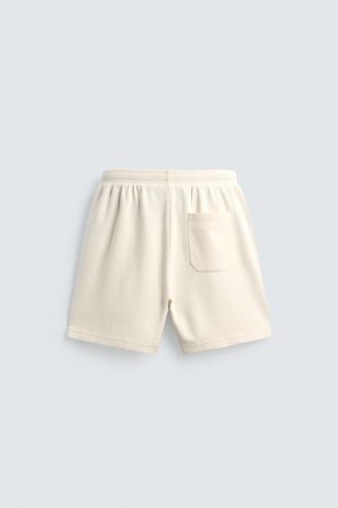 BERMUDA JOGGING BANDES CONTRASTÉES - Blanc cassé de Zara - Image 7