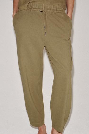 WASHED EFFECT TROUSERS - Olive green by Zara - Image 1