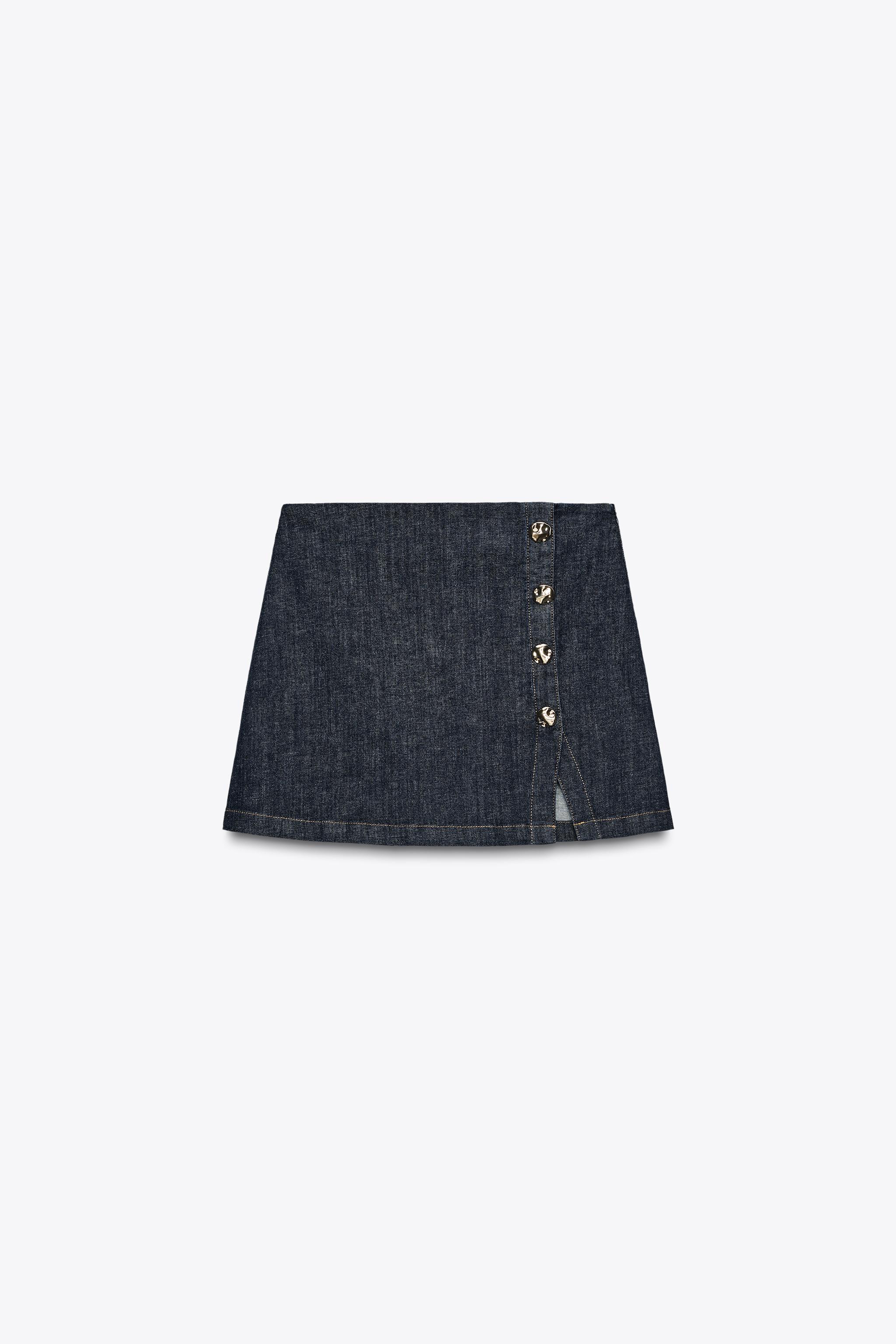 JUPE-CULOTTE Z1975 EN JEAN CROISÉE À BOUTONS