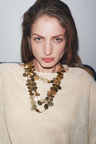 KETTING WATerval METALEN PLAATJES - Goudgeel van Zara