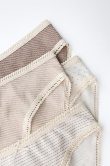6-14 YEARS / PACK OF SIX STRIPED AND RIBBED BRIEFS - camel by Zara