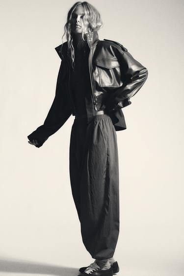 NYLON BALLOON TROUSERS WITH ELASTICATED CUFFS - Mustard by Zara - Image 4