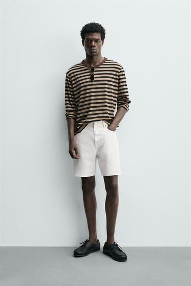 REGULAR FIT DENIM-BERMUDASHORTS - Hvid fra Zara - Billede 0