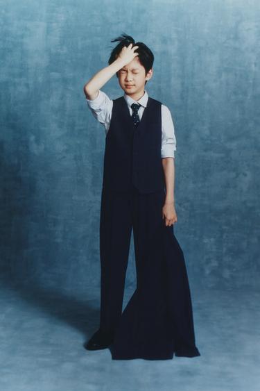 チェック柄スーツベストダイブルーZaraのチェック柄スーツベスト - ダイブルー