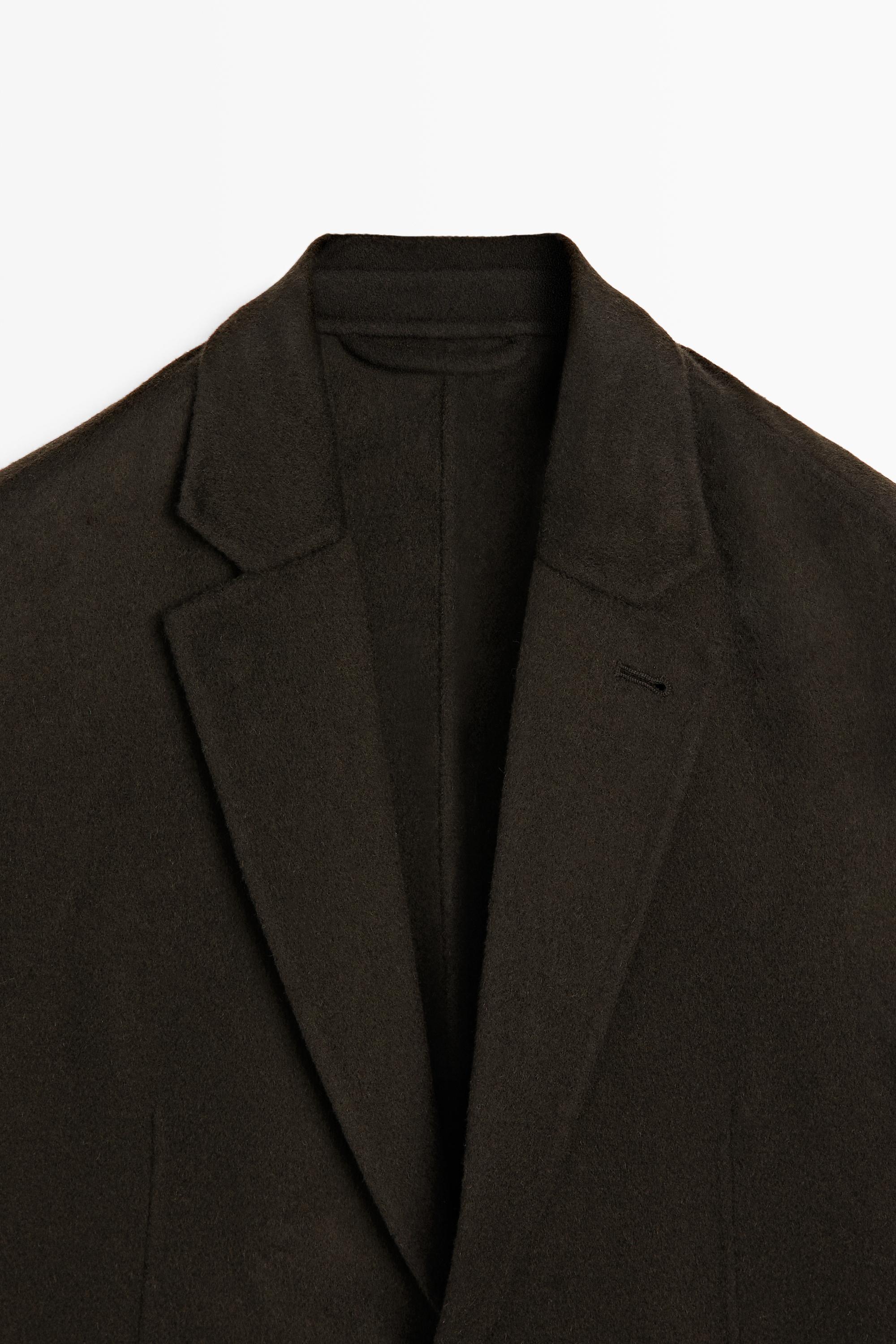 Double-layer wool blend blazer
