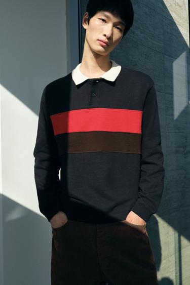 CONTRAST STRIPE POLO SHIRT - Navy blue by Zara