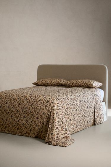 FLORAL PRINT SATEEN DUVET COVER - Beige by Zara - Image 0