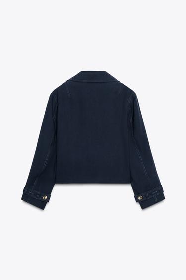 DOUBLE-BREASTED SHORT JACKET - Navy blue by Zara - Image 6